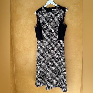 Tory Burch Black and White Sheath Midi Dress